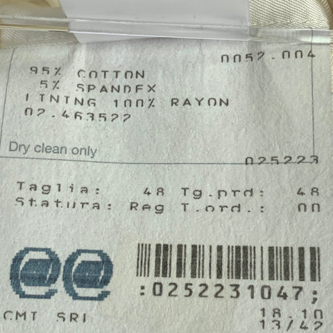 CALVIN KLEIN COLLECTION Blazer sport en mélange de coton crème, taille 38, revers cranté