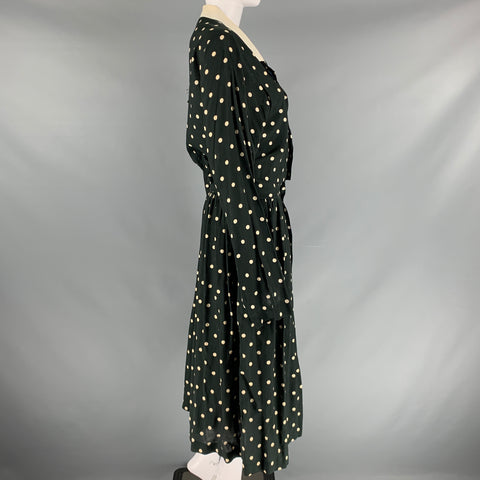 COMME des GARCONS Size S Black White Rayon Polka Dot Long Sleeve Dress