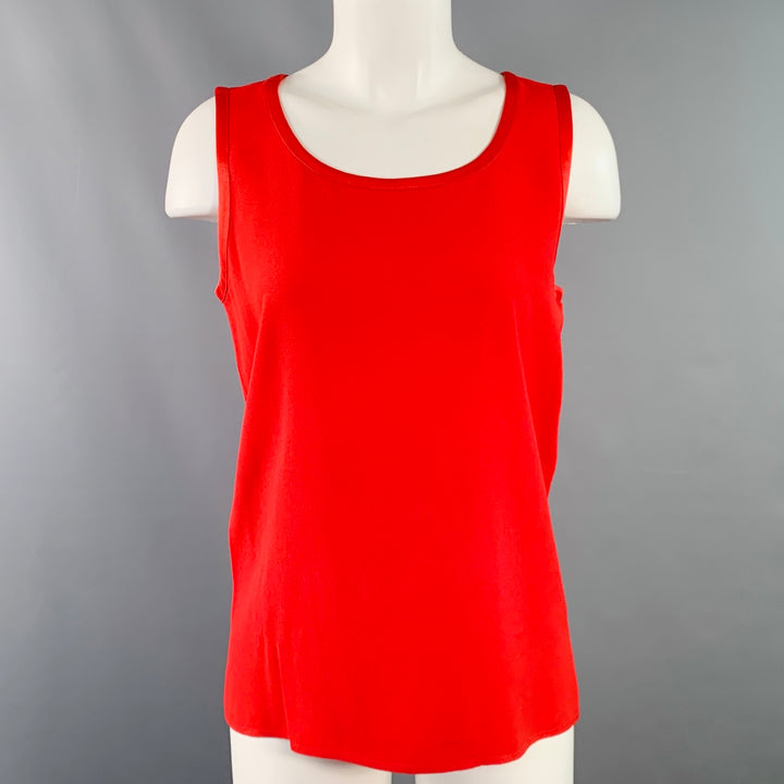 YVES SAINT LAURENT Size M Red Silk Crepe Sleeveless Casual Top