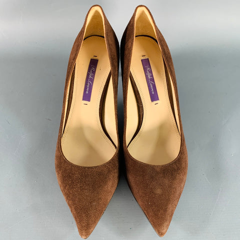 RALPH LAUREN COLLECTION Size 6.5 Brown Suede Pointed Toe Classic Pumps