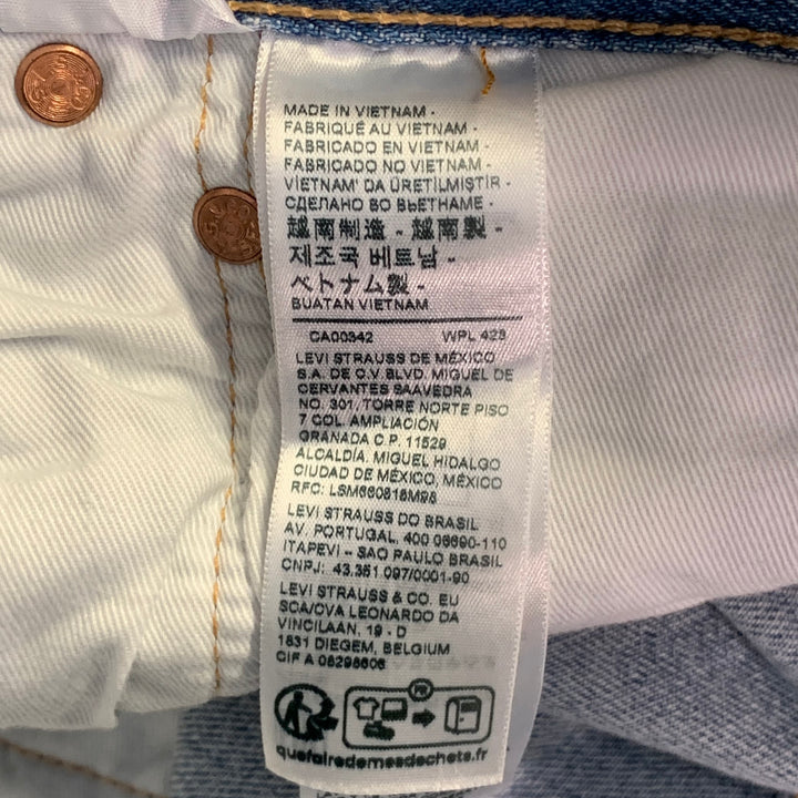 LEVI STRAUSS Size 33 Light Blue Cotton Blend Denim Straight Button Fly Jeans