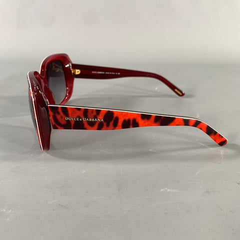 DOLCE & GABBANA Red Black DG4101 1752/8G Animal Print Acetate Sunglasses