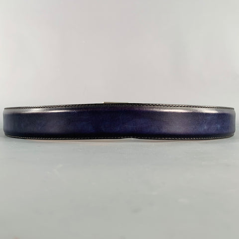 SAKS FIFTH AVENUE MAGNANNI Size 36 Navy Tan Two Tone Leather Belt