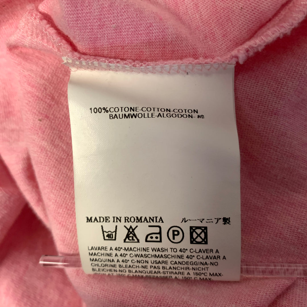 DSQUARED2 Size XL Pink Heather Cotton Ringer T-shirt