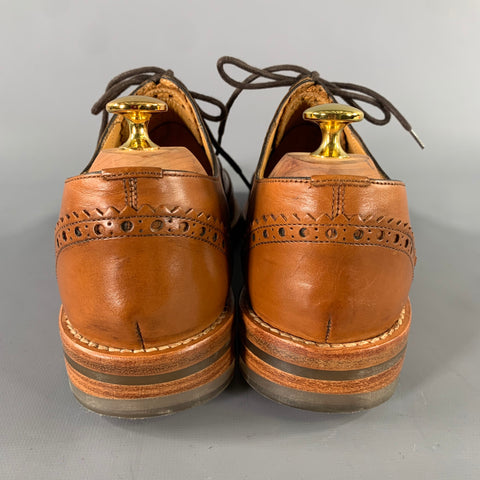 MARC JACOBS Size 8 Brown Window Pane Leather Wingtip Lace Up Shoes