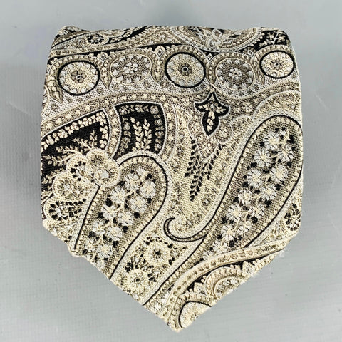 ROBERT TALBOTT Black Silver Paisley Silk Tie