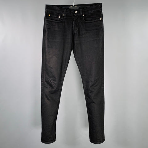 C.O.F. STUDIO Size 30 Black Twill Cotton Tapered Five Pockets Jeans