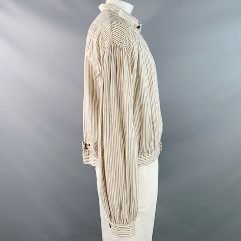 KAPITAL One Size Cream Navy Stripe One Pocket Cotton Blouson Jacket