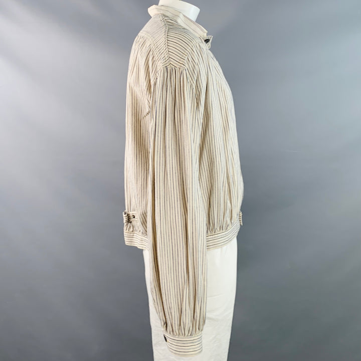 KAPITAL One Size Cream Navy Stripe One Pocket Cotton Blouson Jacket