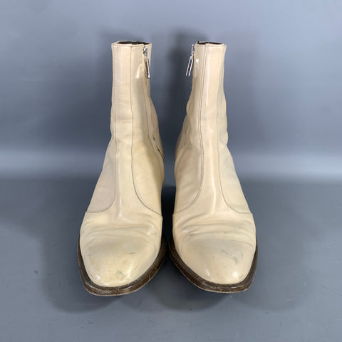 ALESSANDRO VASINI Size 9 Cream Leather Chelsea Boots