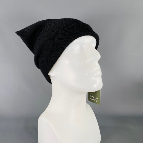 S&S Black Knit Rectangle Beanie Hat