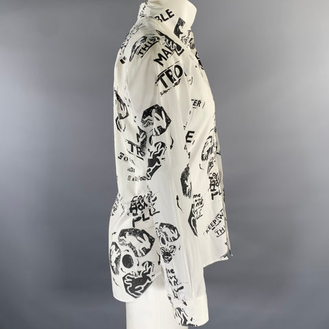 COMME des GARCONS HOMME PLUS Size S White Black Graphic Long Sleeve Shirt