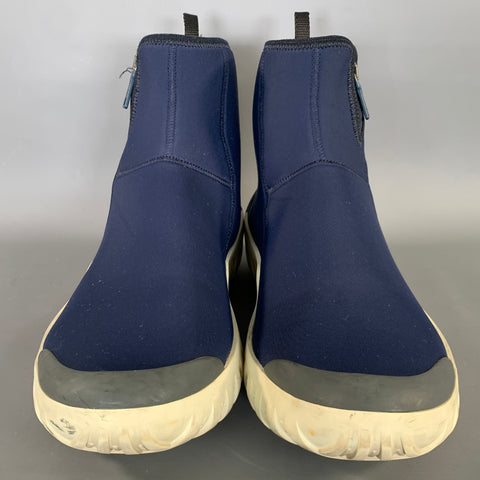 PRADA Size 9.5 Navy White Fabric Pull On Boots