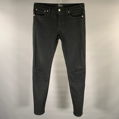 A.P.C. Size 31 Black Solid Cotton Blend Button Fly Jeans