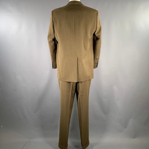 O'CONNELL'S Size 44 Long Brown Wool Notch Lapel Suit