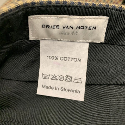 DRIES VAN NOTEN Size 30 Tan Black Brown Plaid Cotton Zip Fly Dress Pants