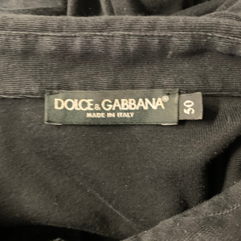 DOLCE & GABBANA Size M Black Solid Cotton Pointed Collar Polo