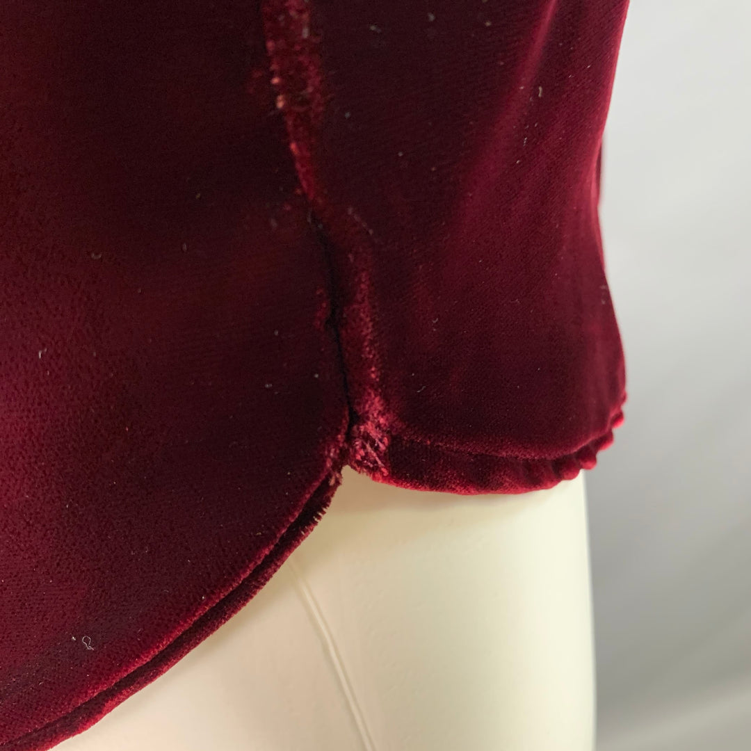 SAINT LAURENT AW18 Size M Burgundy Gold Embroidery Velvet Western Long Sleeve Shirt