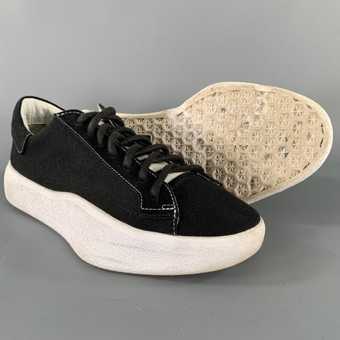 Y-3 Size 6 Black White Cotton Platform Sneakers