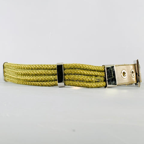 DOLCE & GABBANA Size 34 Brown Green Mixed Fabrics Leather Rope Belt