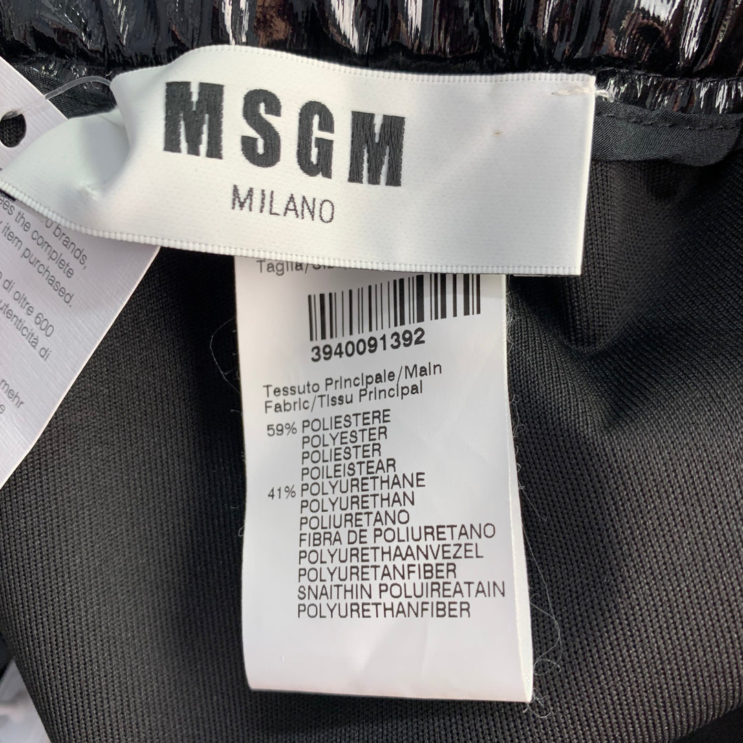 MSGM Size 10 Black Polyester Blend Faux Patent Leather Elastic Waistband Leggings