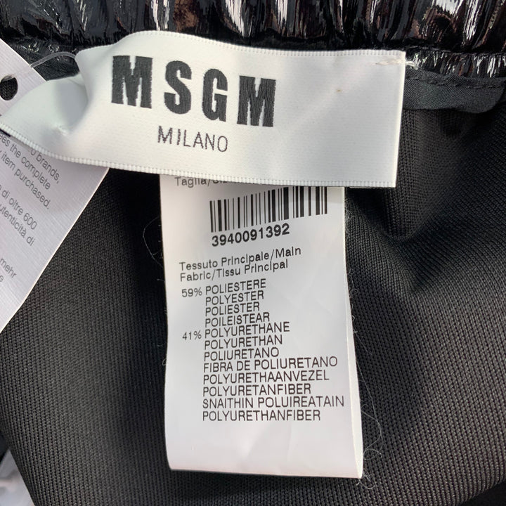 MSGM Size 10 Black Polyester Blend Faux Patent Leather Elastic Waistband Leggings
