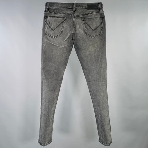JOHN VARVATOS * U.S.A. Size 30 Grey Charcoal Distressed Twill Cotton Blend Jeans