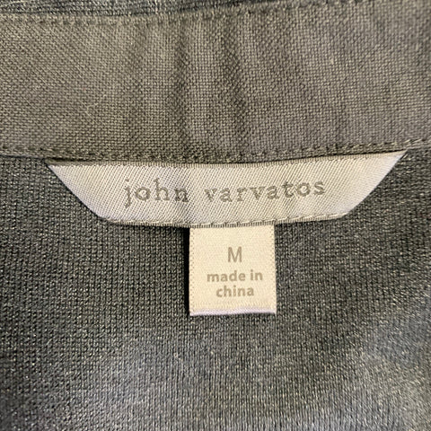JOHN VARVATOS Size M Black Shimmery Silk Cotton Long Sleeve Shirt
