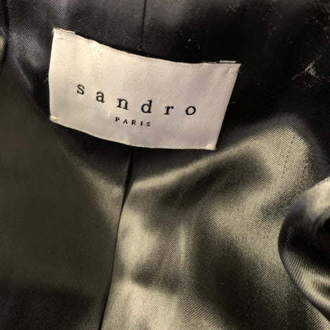 SANDRO Chest Size 42 Black Solid Wool Shawl Collar 38 28 Tuxedo