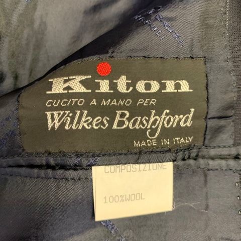 KITON Size 42 Regular Navy Grey Pinstripe Wool Notch Lapel Suit