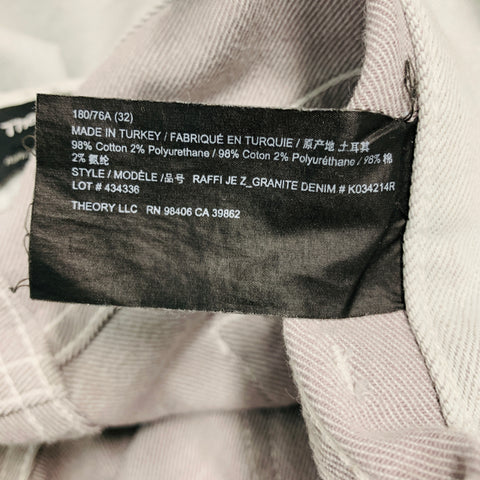 THEORY Size 32 Grey Cotton Blend 5 pocket Jeans