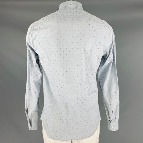 SALVATORE FERRAGAMO Size L Grey Pattern Cotton Button Up Long Sleeve Shirt