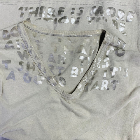 MARTIN MARGIELA Size S Beige Silver Print Cotton Crew Neck T-shirt