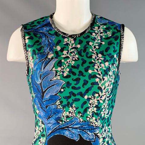 YIGAL AZROUEL Size 6 Black Green Blue Polyester Blend Cocktail Dress