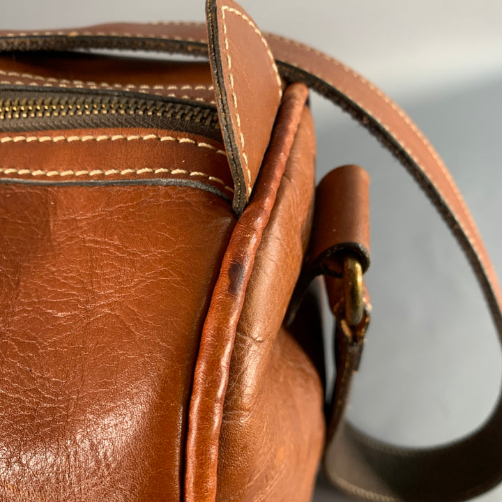 PATRICIA NASH One Size Brown Leather Shoulder Strap Overnight Bag