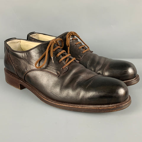 FAUSTO SANTINI Size 10 Brown Leather Lace-Up Shoes
