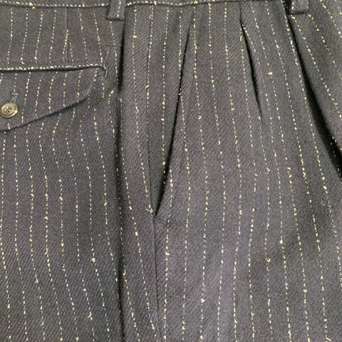 ISSEY MIYAKE Vintage Size L Navy Pinstripe Wool Blend Notch Lapel Suit