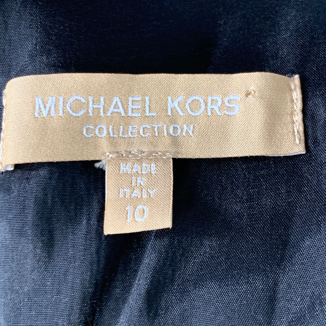 MICHAEL KORS COLLECTION Size 10 Black Wool Blend Studded Ruffle Sleeve Shift Dress