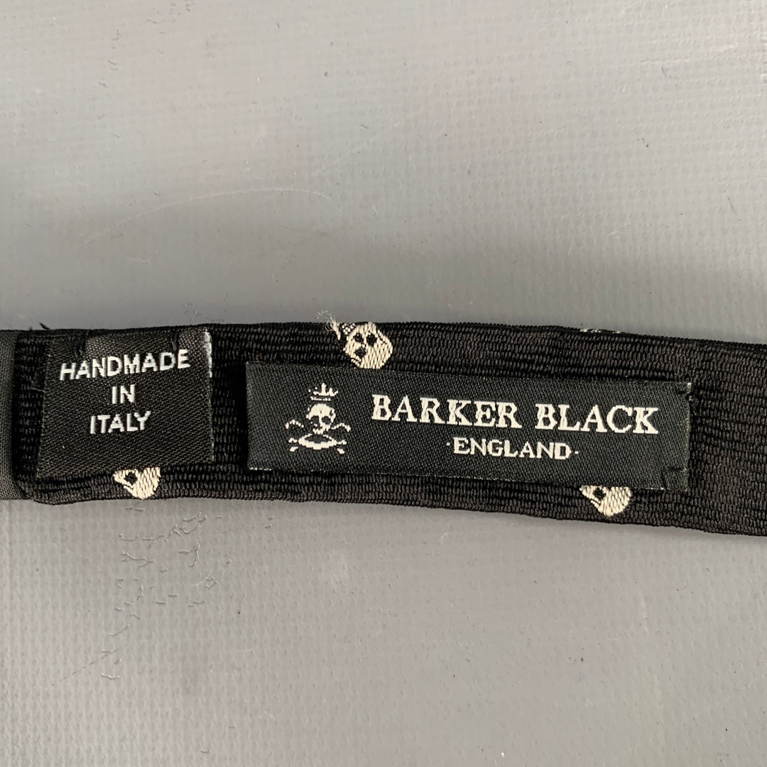 BARKER BLACK Black White Skull Silk Bow Tie
