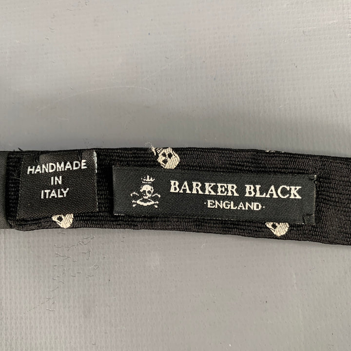 BARKER BLACK Black White Skull Silk Bow Tie