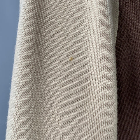CELINE Size M Brown Beige Color Block 2 Pockets Cardigan