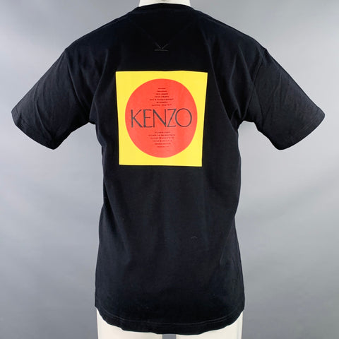 KENZO Size M Paris Black Multi Color Print Cotton Crew-Neck T-shirt