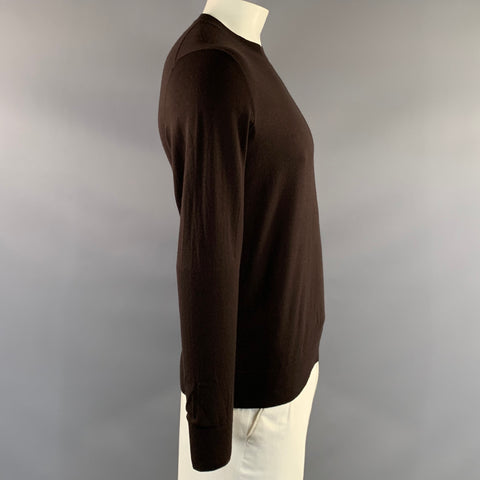 THEORY Size L Brown Wool Crew Neck Pullover