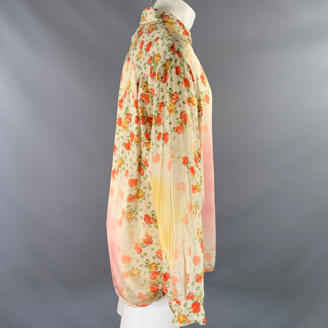 MARNI Size M Distressed Floral Long Sleeve Long Sleeve Shirt