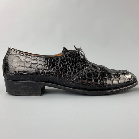 FLORSHEIM Imperial Size 9.5 Black Alligator Lace Up Custom Order Shoes