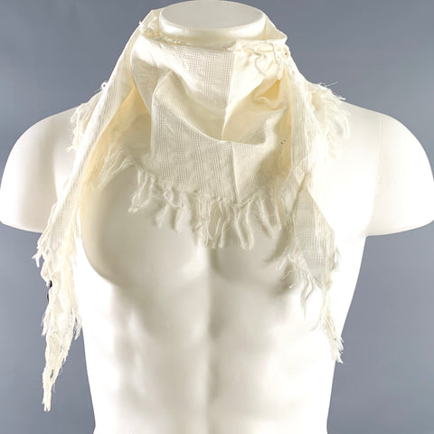 BALENCIAGA Cream Woven Fringe Scarf Shawl