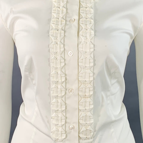 Chemise plissée sans manches ESCADA, taille XL, en coton mélangé crème