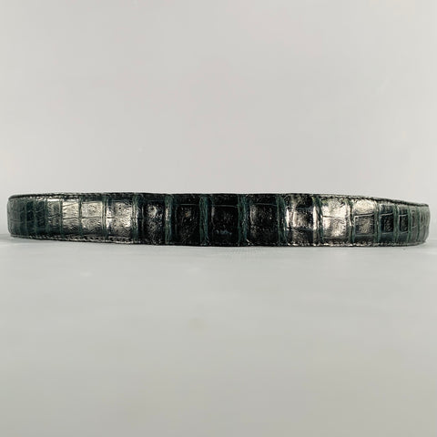 SANTIAGO GONZALEZ Size 34 Dark Green Croc Embossed Leather Belt