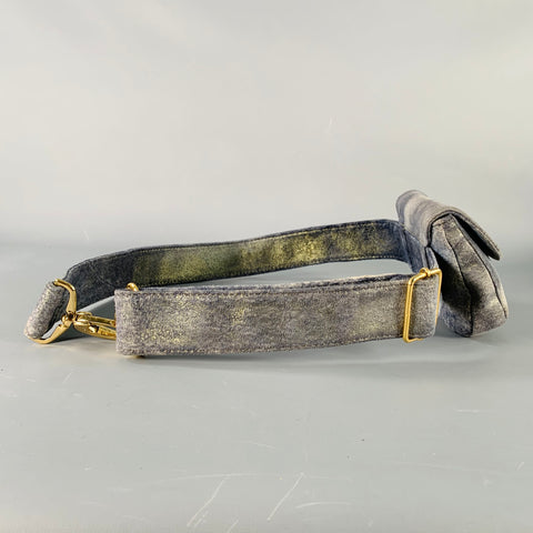JAMES DRAKE Grey Gold Metallic Leather Micro Belt Bag