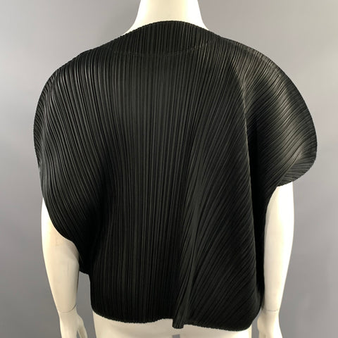 PLEATS PLEASE by ISSEY MIYAKE Size L Black Polyester Pleated Casual Top